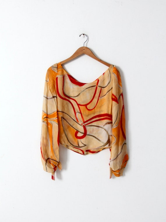 vintage Valentino swirl print sheer blouse - image 2