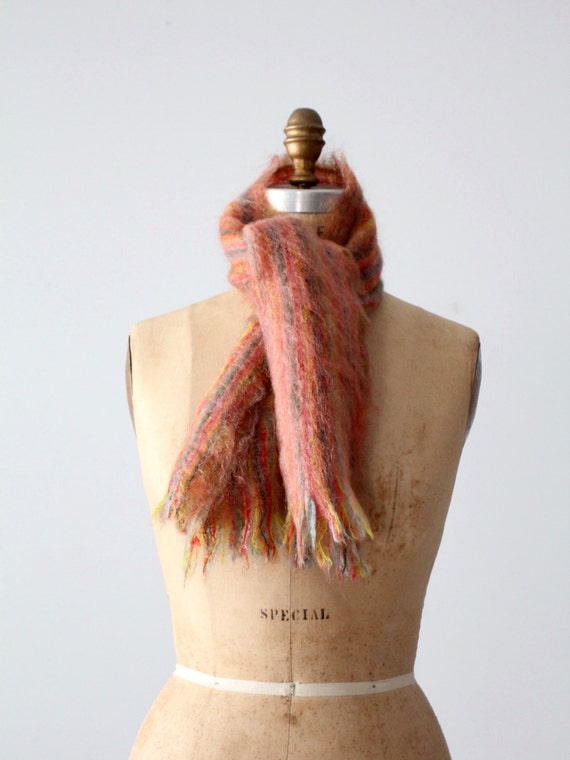 vintage mohair scarf, striped Scottish wool scarf - image 5