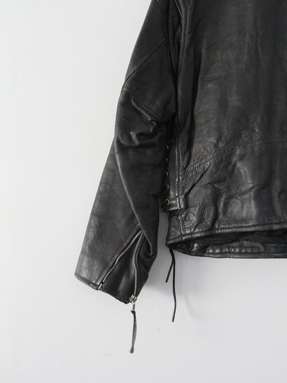 1970s motorcycle jacket, vintage black leather ja… - image 4