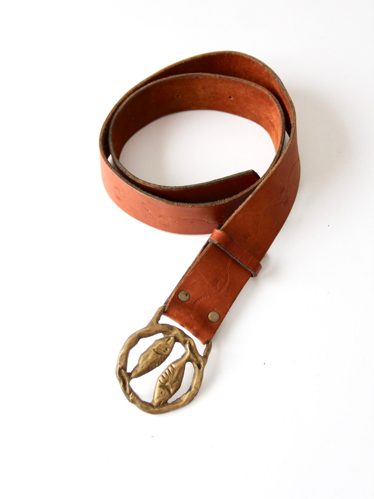 RARE 1970s Brass Pisces Belt Buckle Leather Belt Pisces Belt Buckle - Etsy main image 4