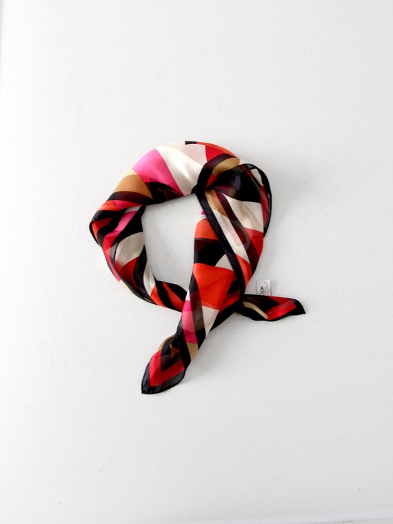 Oscar de la Renta silk scarf, vintage 70s print sc