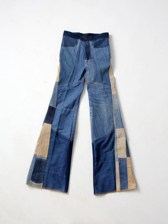 1970s Antonio Guiseppe jeans, denim patchwork bel… - image 3