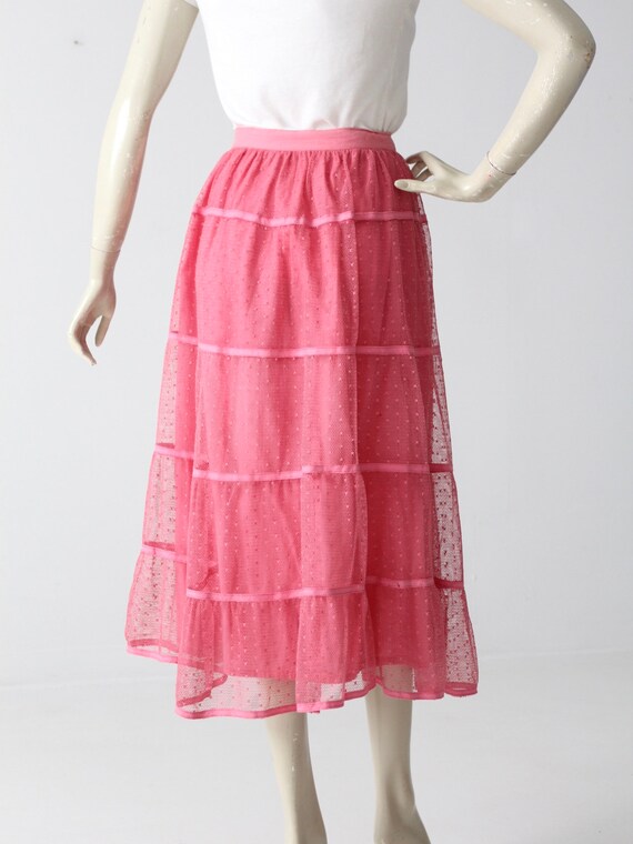 vintage pink tulle skirt, French crinoline style … - image 4