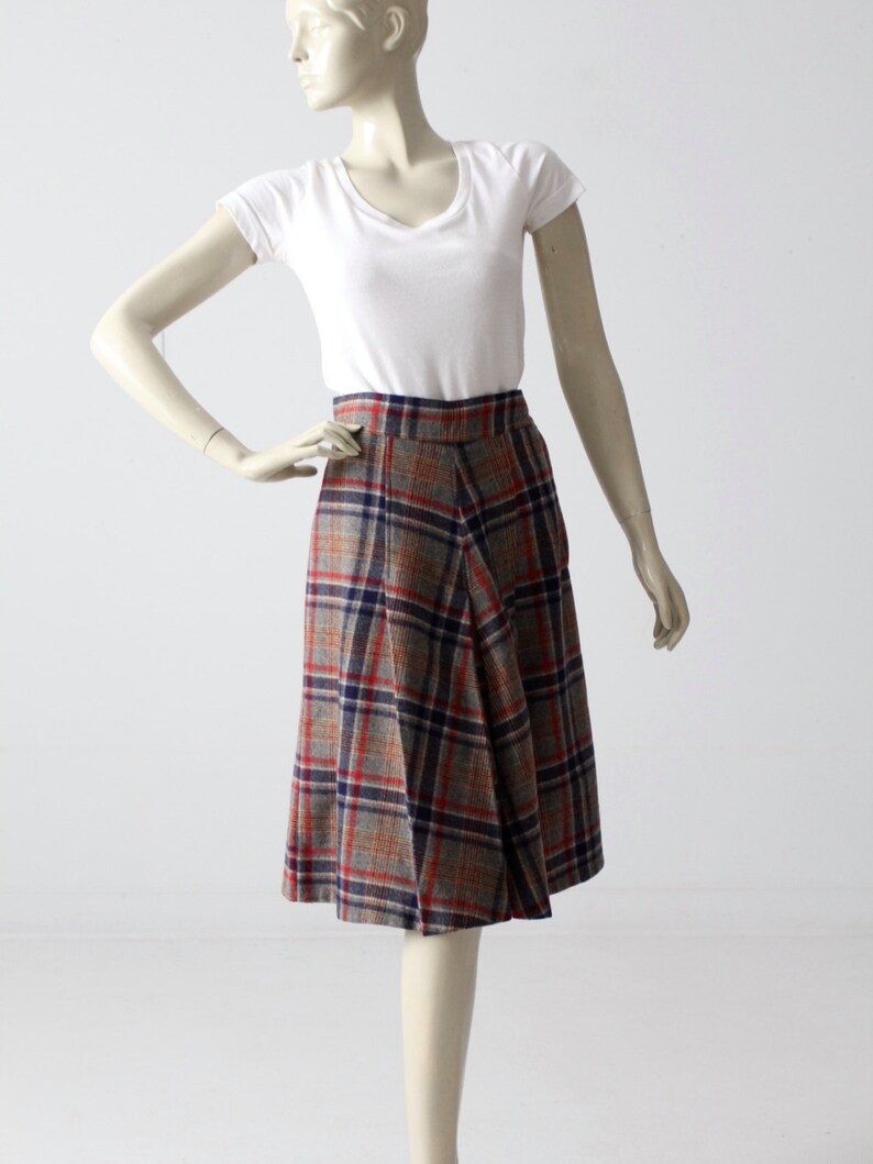 1950s plaid skirt pleated wool skirt | Etsy