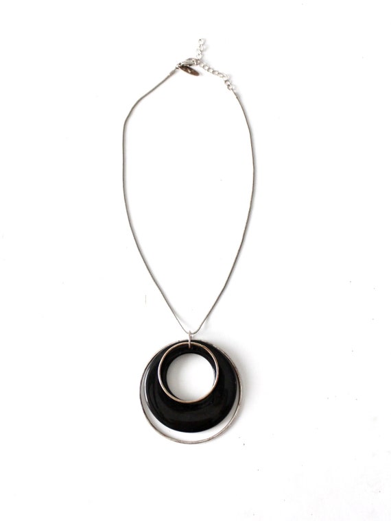Vintage 70s Pendant Necklace, Hoop Necklace - Etsy