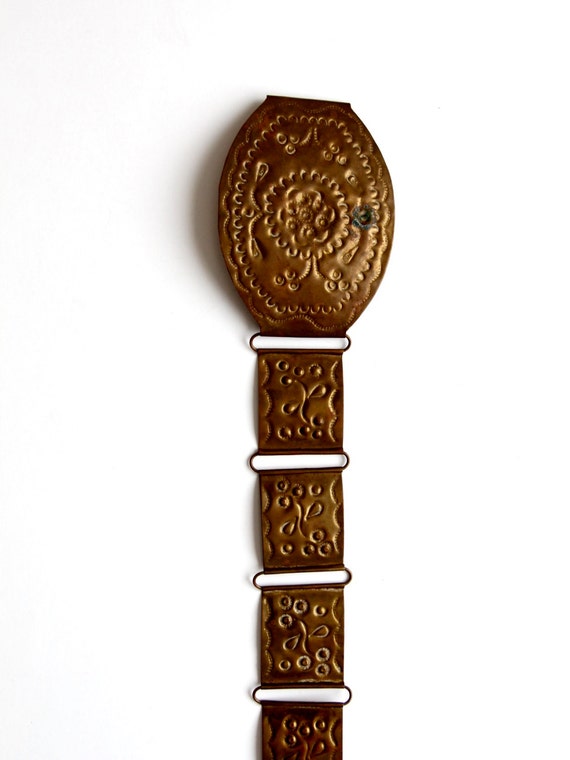 vintage brass link belt, pressed brass linked bel… - image 3
