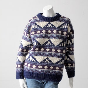vintage chunky knit geometric sweater