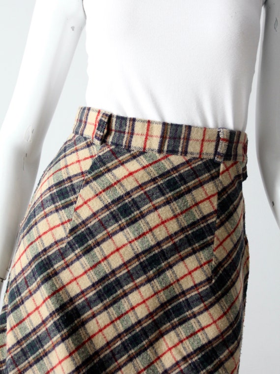 vintage plaid fitted a-line long skirt xs - image 6