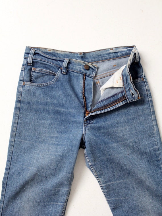 vintage 70s Levis 517 jeans, bleached boot cut de… - image 7