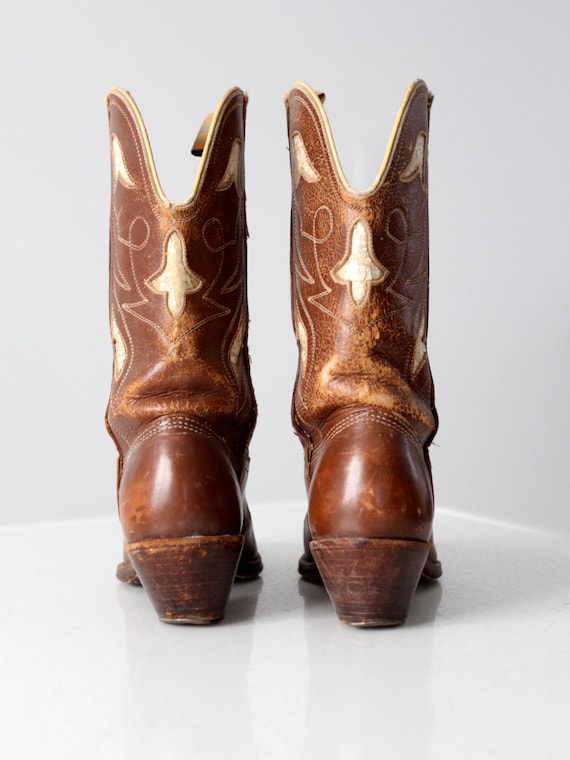 vintage Pee Wee cowboy boots, brown leather inlay… - image 4