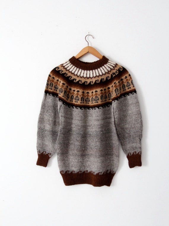 vintage fair isle sweater, alpaca pullover knit j… - image 4