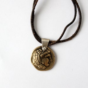 Alexander the Great coin pendant necklace, vintage coin necklace
