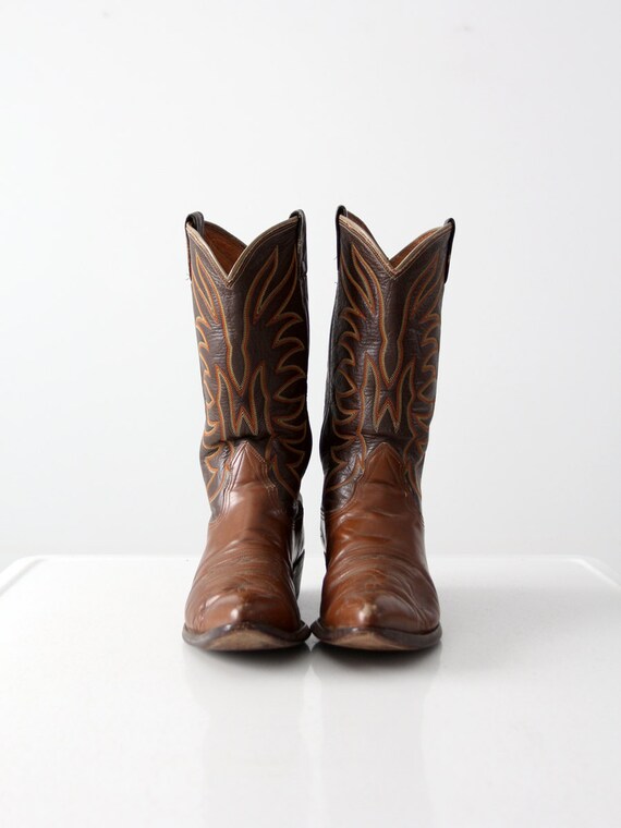 Bottes De Cowboy En Lézard Teju Vert émeraude Nocona - Taille US 8.5 D, Fabriquées Aux USA, Vintage