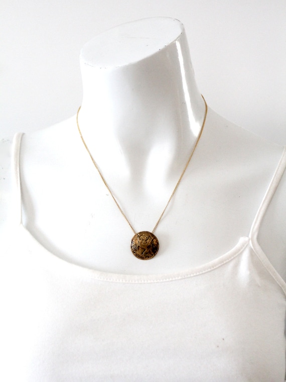 vintage Tirol Griffin button pendant necklace