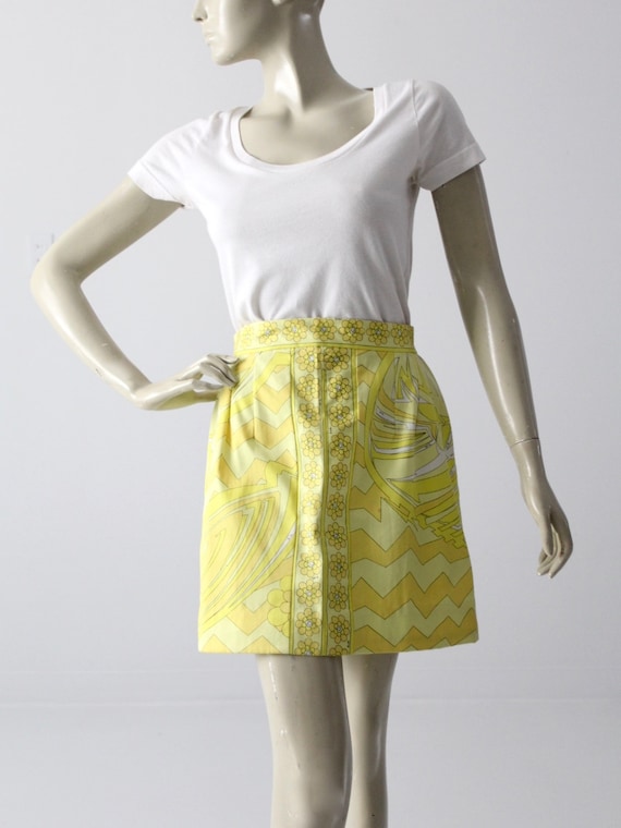 vintage Pucci mini skirt, yellow print skirt