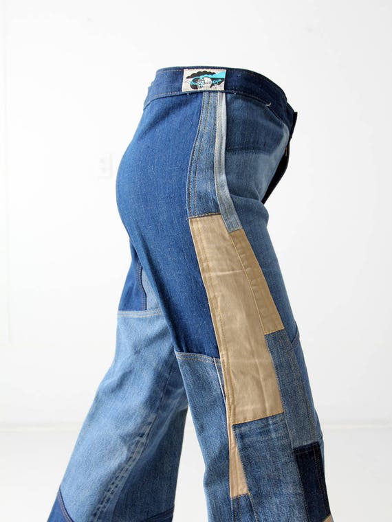 1970s Antonio Guiseppe jeans, denim patchwork bel… - image 9