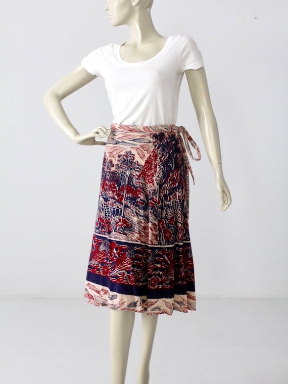 Boho Wrap Skirt 1970s India Cotton Skirt Vintage Wrap Around Skirt Etsy