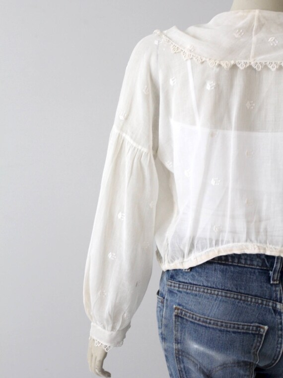 Edwardian blouse, 1900s sheer cotton top - image 10