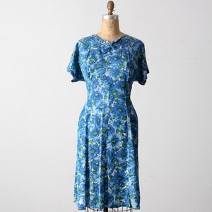 vintage 50s blue floral dress image 8