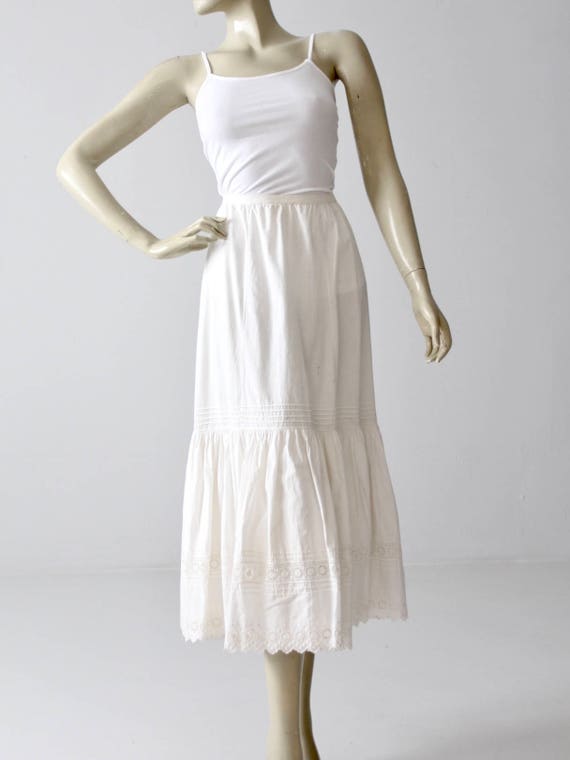 Victorian petticoat, antique white skirt, eyelet u