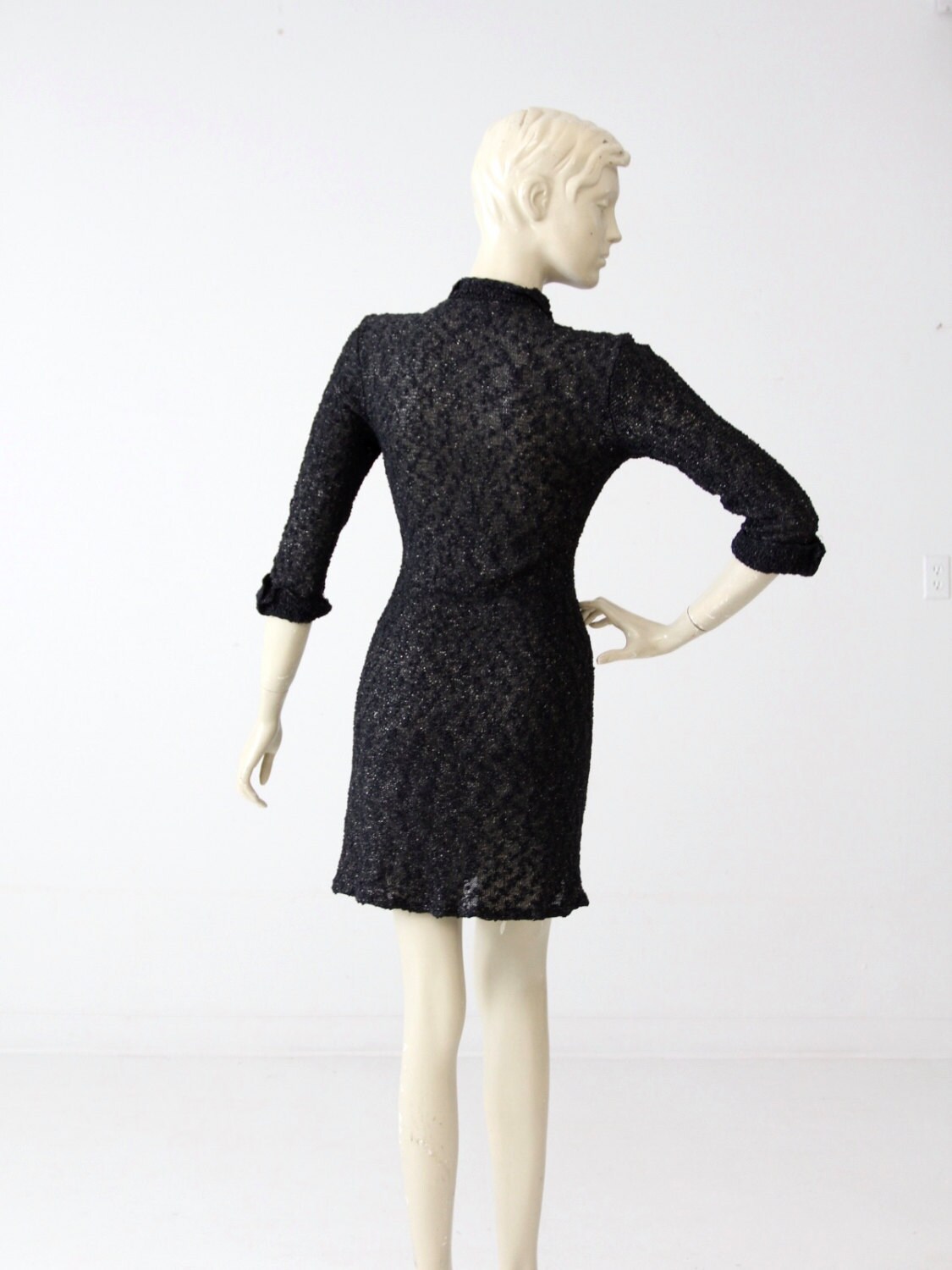 Vintage 60s Black Knit Mini Dress - Etsy Vintage 60s Black Knit Mini Dress - Etsy