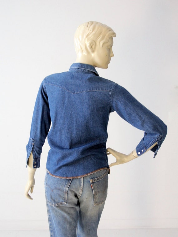 denim shirt by Wrangler, vintage chambray snap up… - image 3