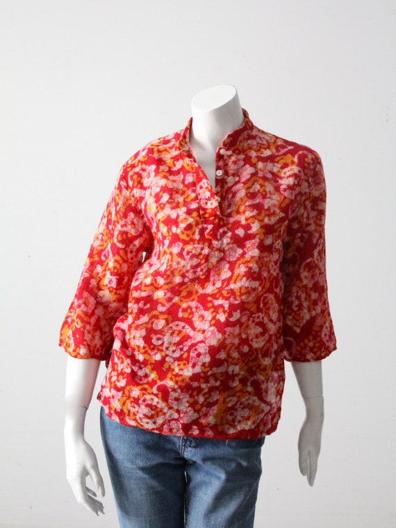 Vintage 70s India Cotton Nehru Collar Shirt Etsy Canada
