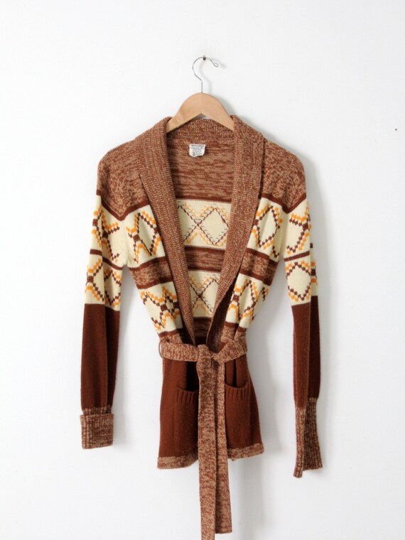 Vintage 70s Hippie Cardigan Wrap Sweater - Etsy