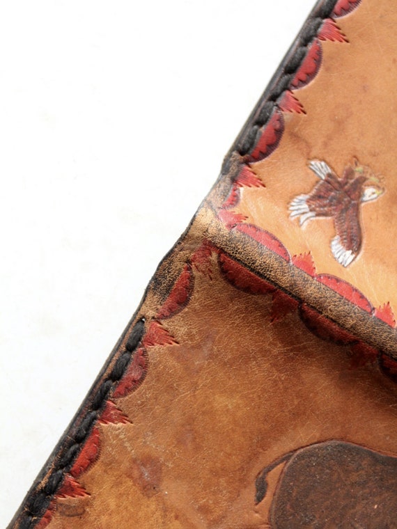 vintage 70s bison tooled leather wallet - image 8