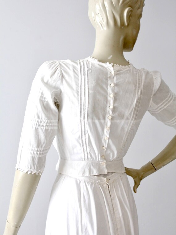 antique Edwardian blouse, pin tuck embroidered wh… - image 9