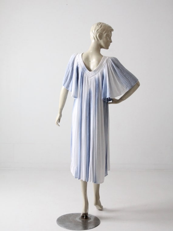 1970s gauze dress, vintage tie dye hippie sundress