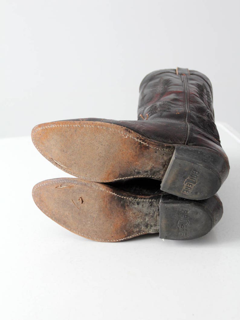 men/'s size 9 vintage black leather cowboy boots