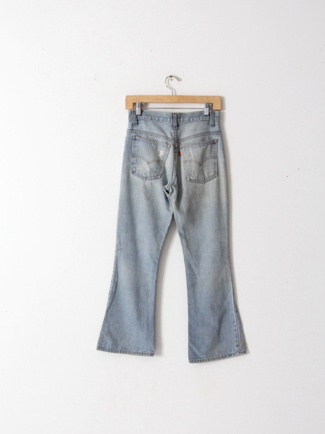 vintage Levis crop flare jeans, 1970s high waist denim 28 x 28, foto 3 di 5