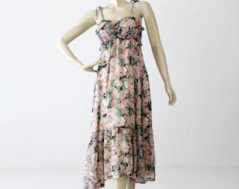 1970s floral sundress, vintage maxi dress