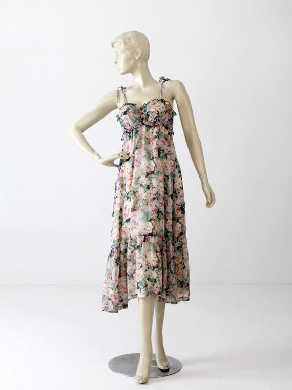 1970s floral sundress, vintage maxi dress