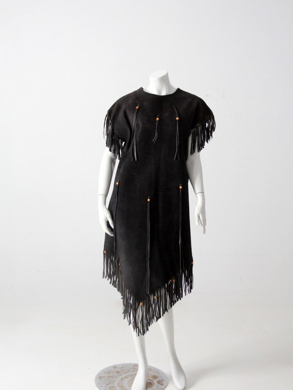 vintage suede leather fringe dress