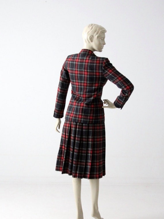 vintage 70s Pendleton skirt suit, wool plaid skir… - image 3