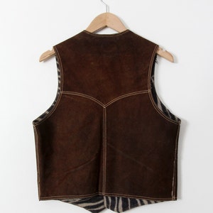 1970s leather biker vest, vintage brown suede rocker vest image 3