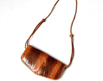 vintage portemonnee met slangenleer, gekruiste schoudertas