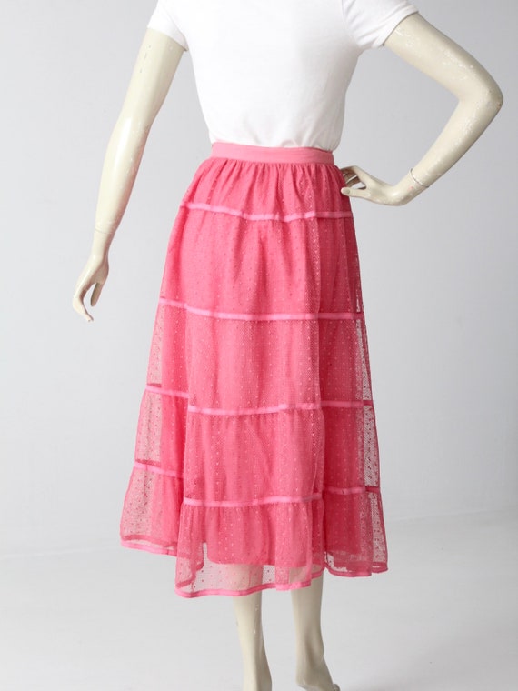 vintage pink tulle skirt, French crinoline style … - image 7