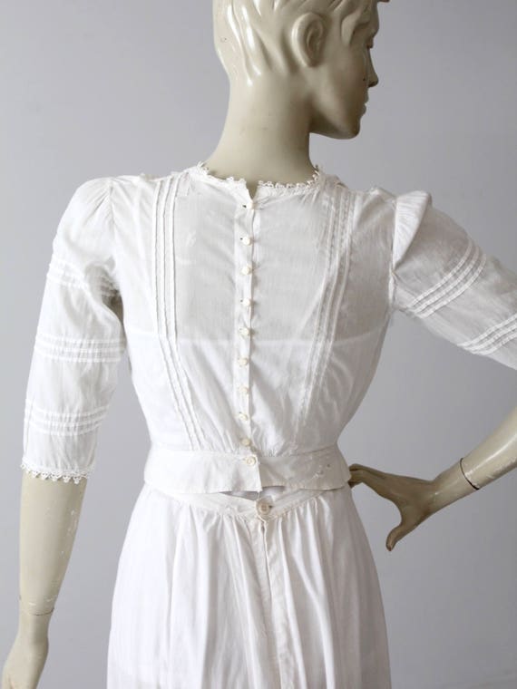 antique Edwardian blouse, pin tuck embroidered wh… - image 4