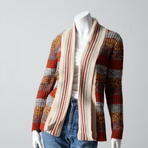 vintage 70s boho striped cardigan sweater