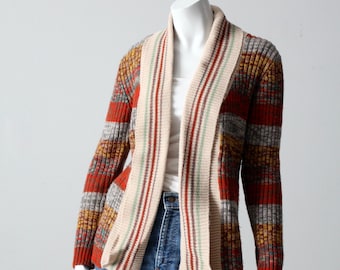 vintage 70s boho striped cardigan sweater