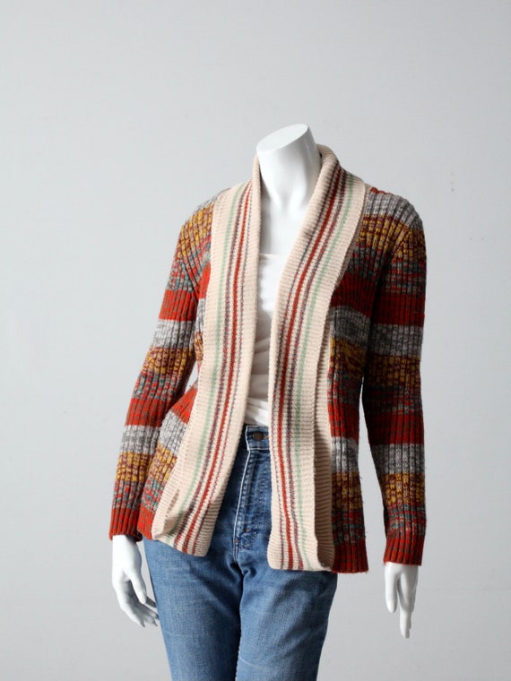 vintage 70s boho striped cardigan sweater