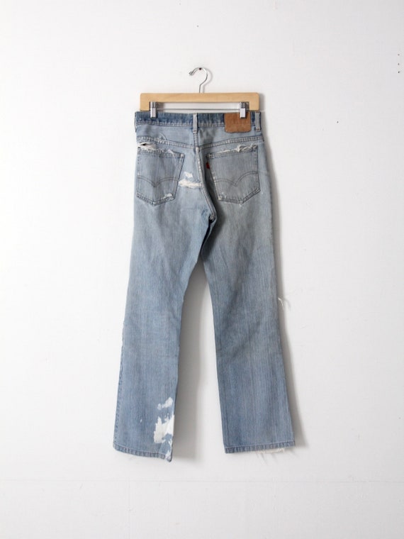 vintage Levis 517 jeans, distressed boot cut deni… - image 2