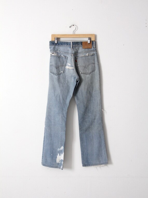 vintage Levis 517 jeans, distressed boot cut deni… - image 2