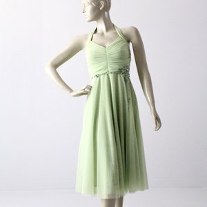 vintage tulle party dress, small green dress