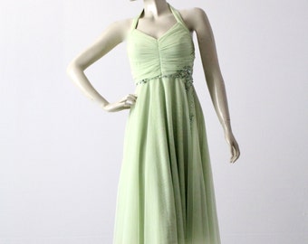 vintage tulle party dress, small green dress