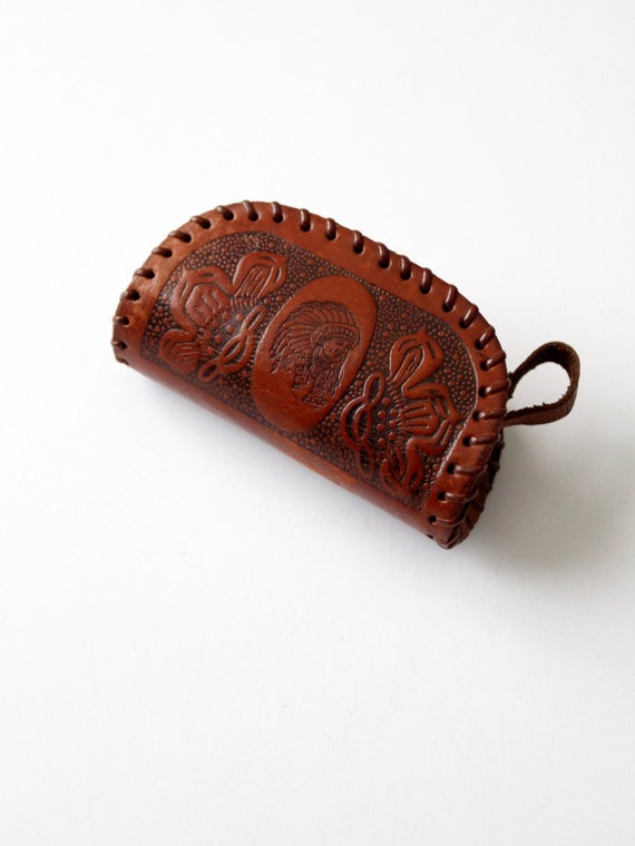 vintage tooled leather coin pouch - image 4
