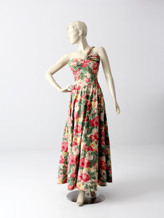 1940s floral maxi dress, vintage long sundress